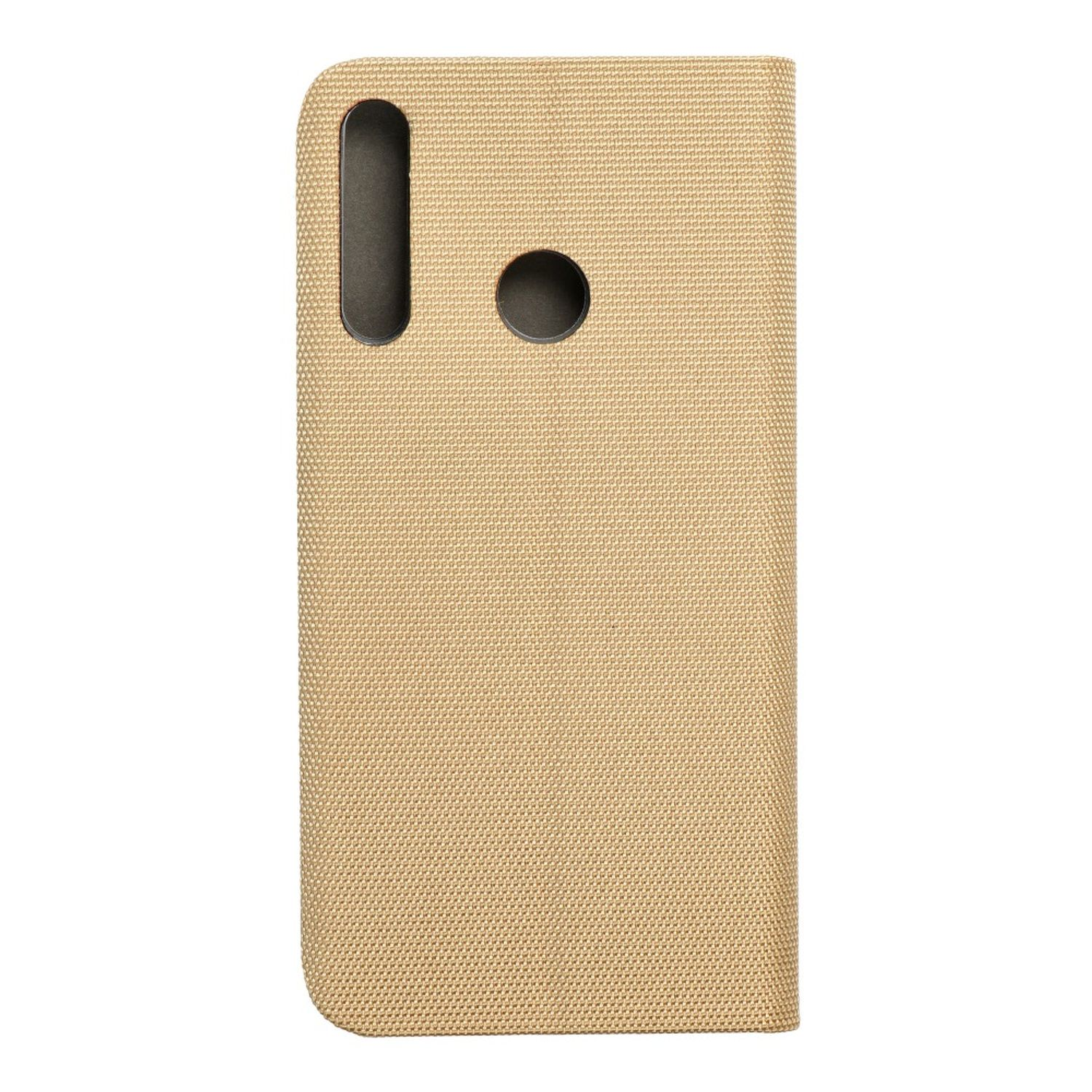 Beige Handyhülle mit Kamera- und Blitzausschnitten.