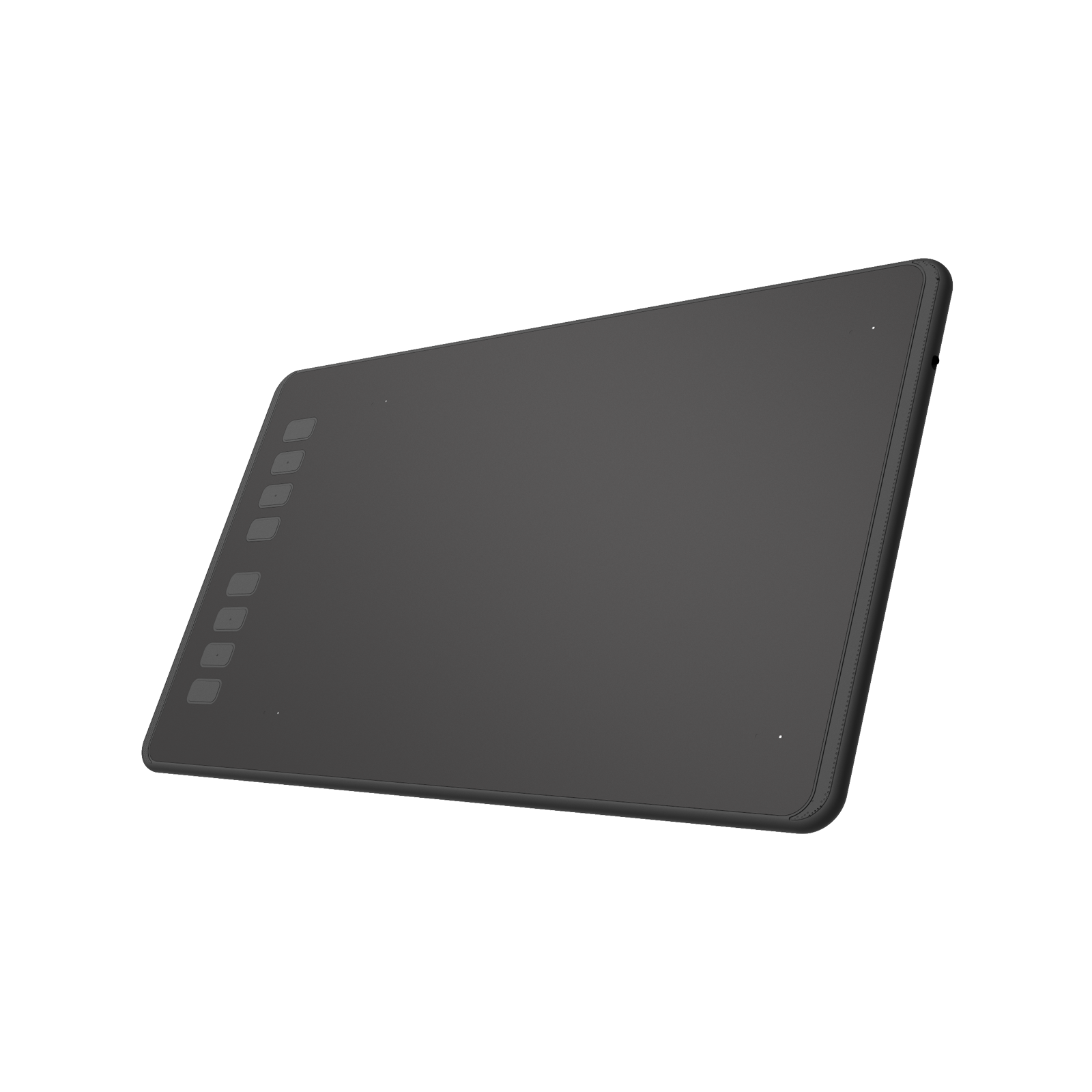 Czarny tablet graficzny z przyciskami z boku.