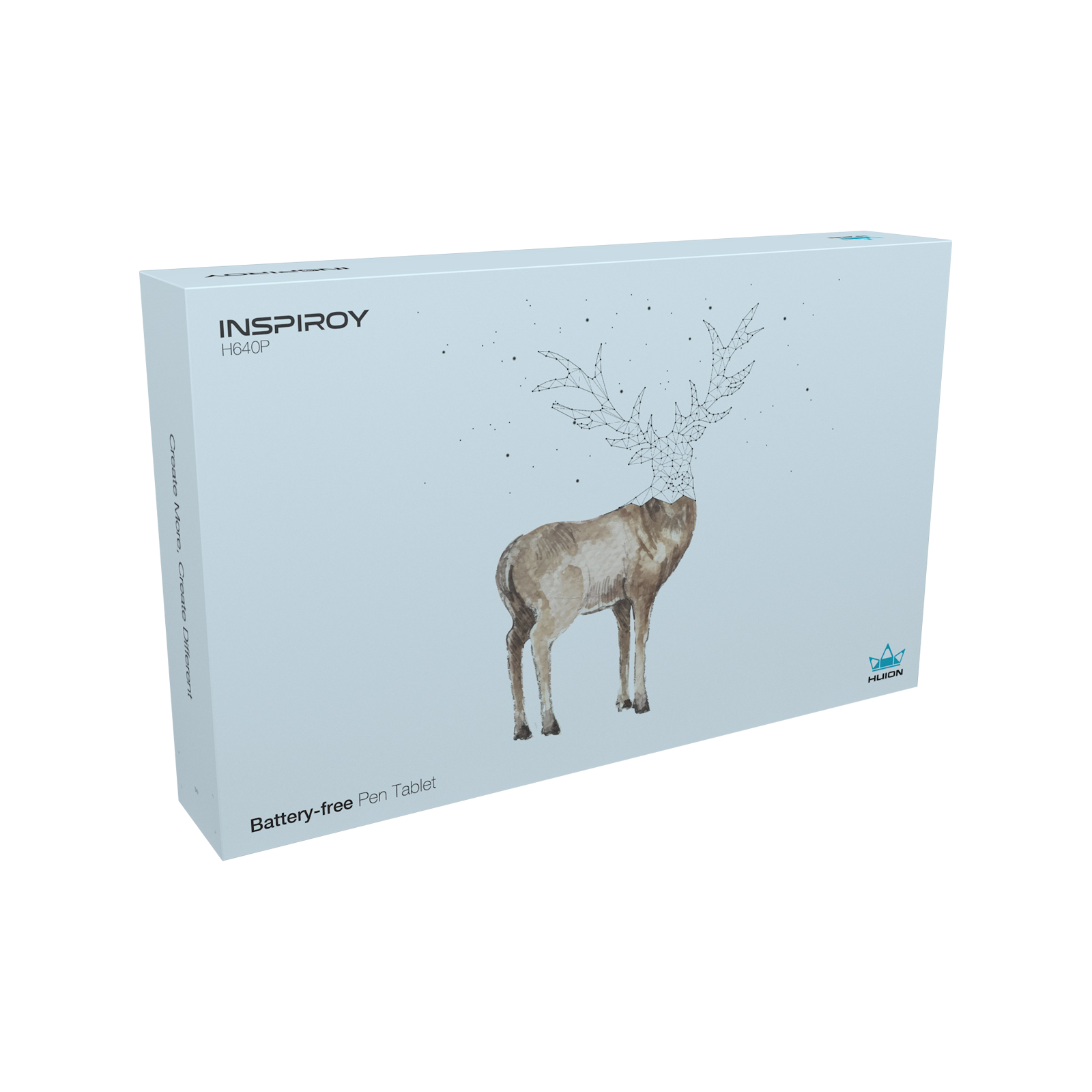 Weiße Box mit einer Hirschillustration und dem Text 'INSPROY H640P'.