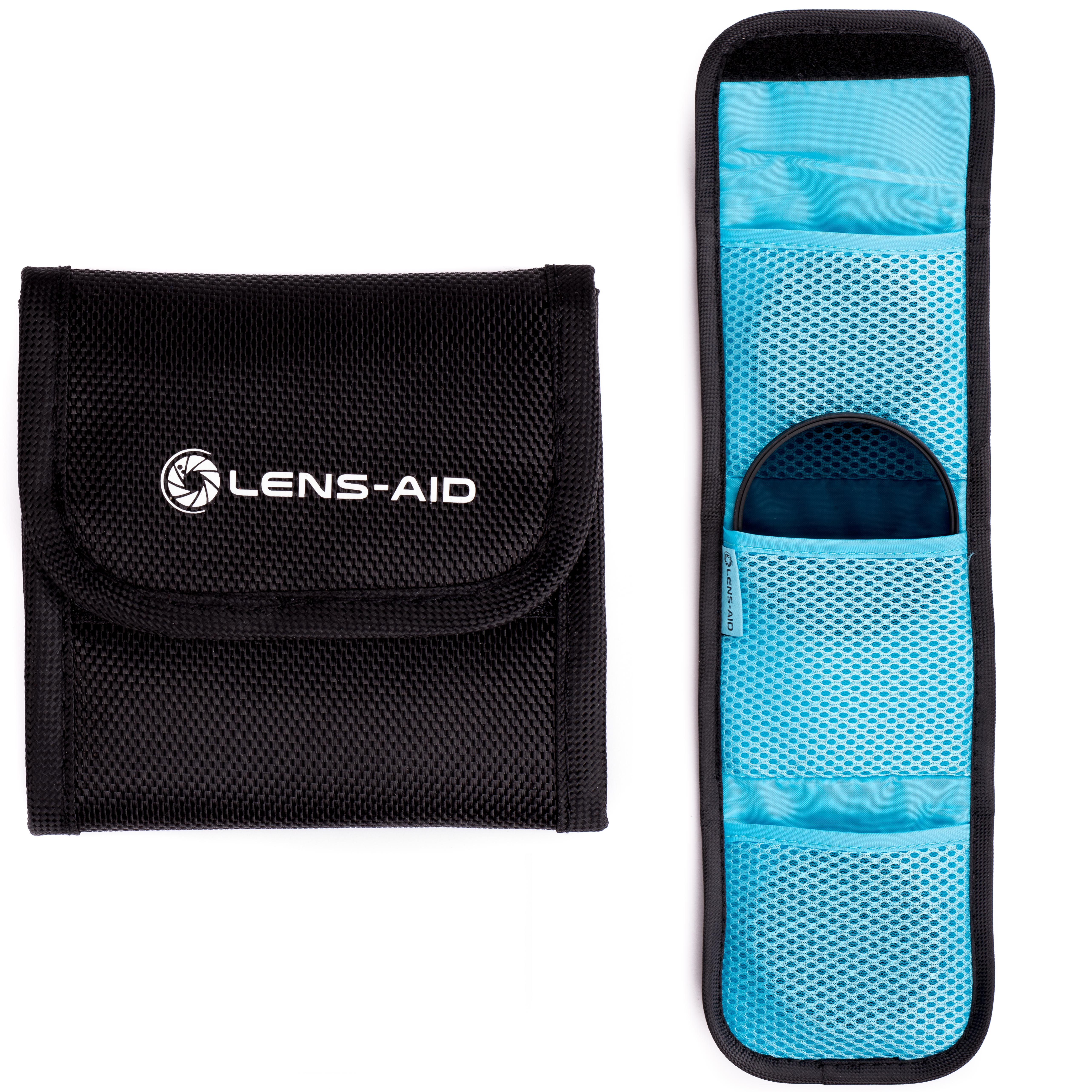 LENS-AID Filtertasche mit Filtertasche, Fächern, 3 Blau/Schwarz