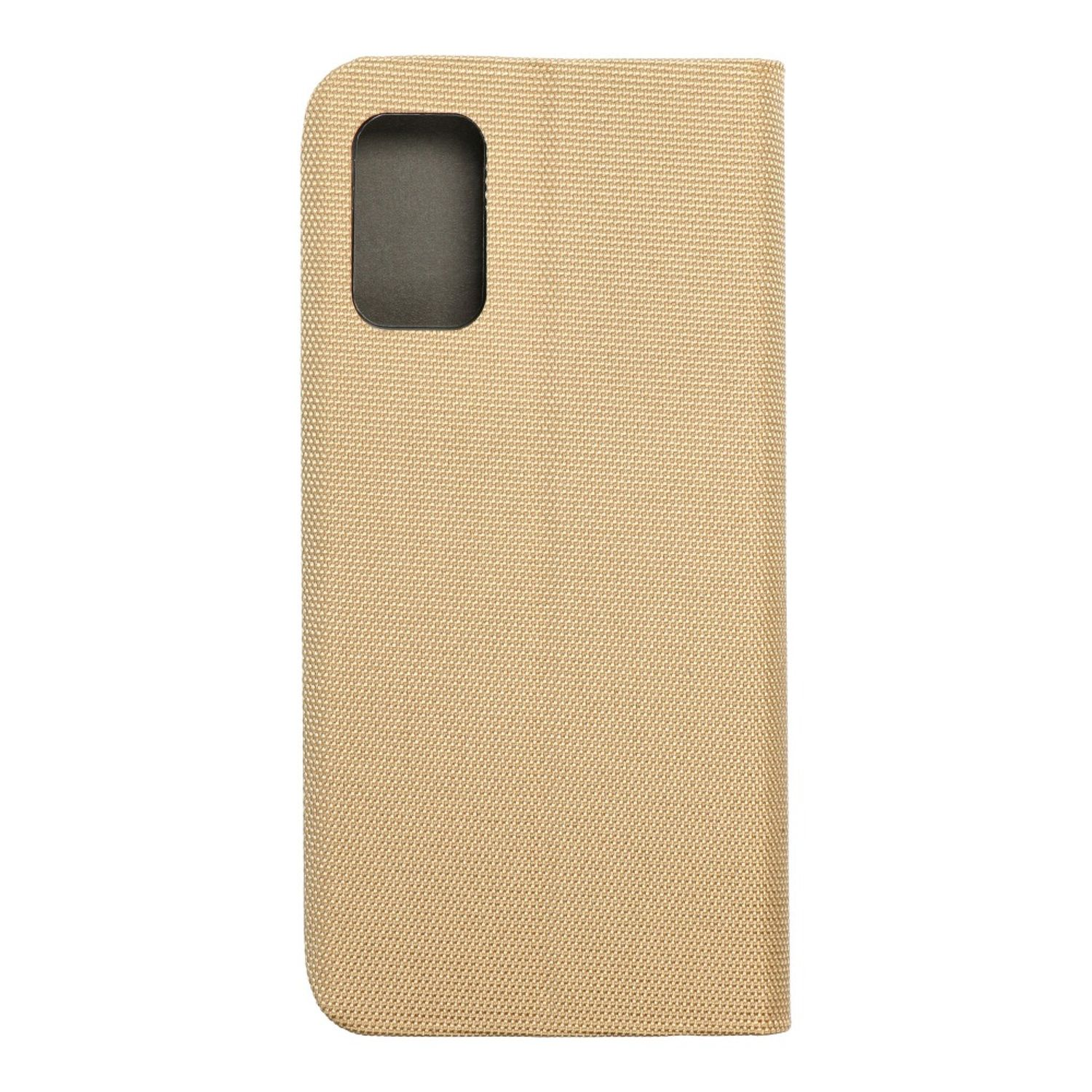 Beige Handy-Brieftasche mit einem Ausschnitt für die Kamera.
