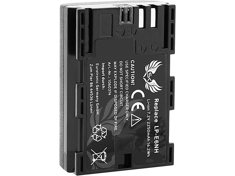 SKGAMES Akku für Canon LPE6NH / LPE6N / LPE6 LiIon Akku, 2250 mAh