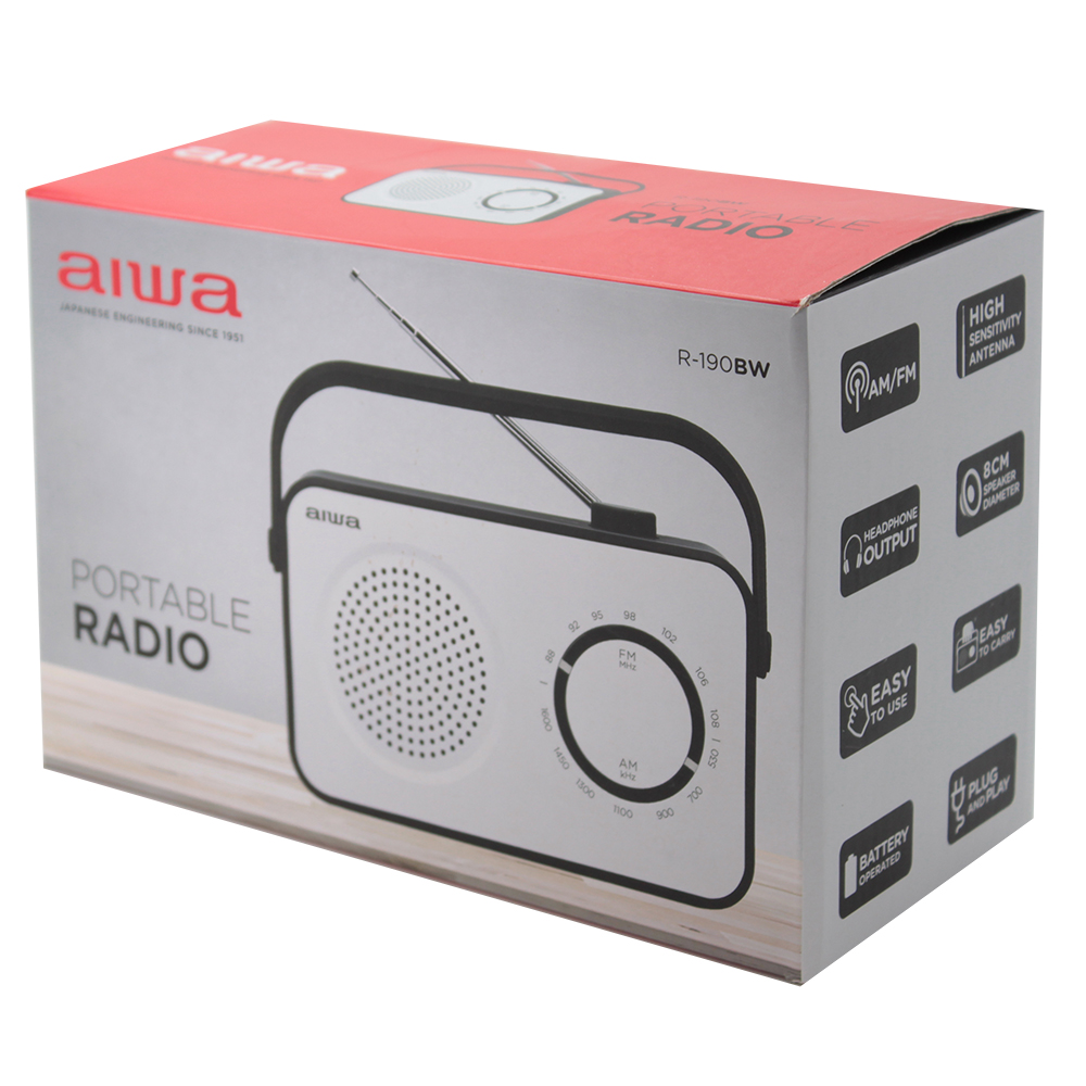 FM, R-190BW Weiß AIWA Radio,