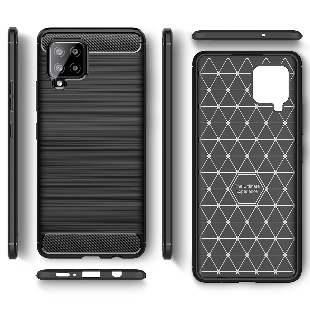 NALIA Carbon-Look Silikon Hülle, Backcover, Schwarz Galaxy A42 Samsung, 5G