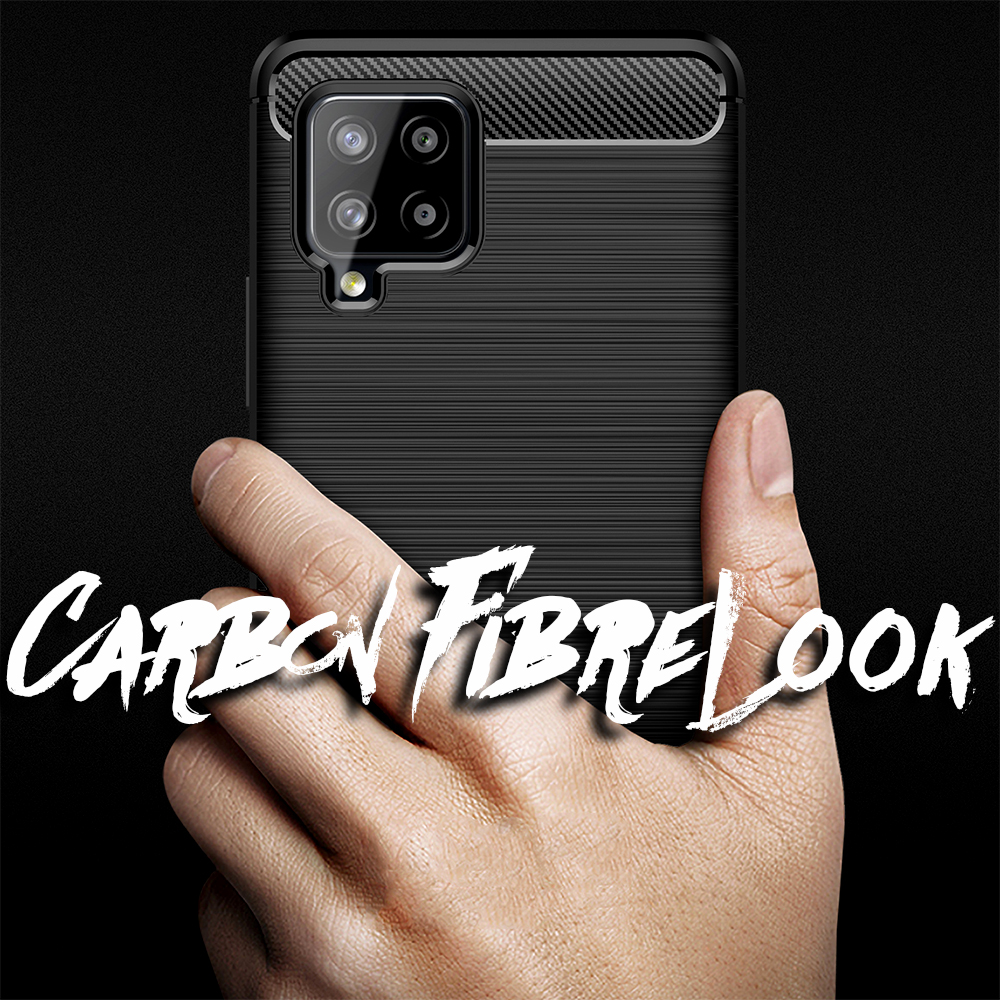 NALIA Carbon-Look 5G, Hülle, Galaxy A42 Schwarz Backcover, Silikon Samsung