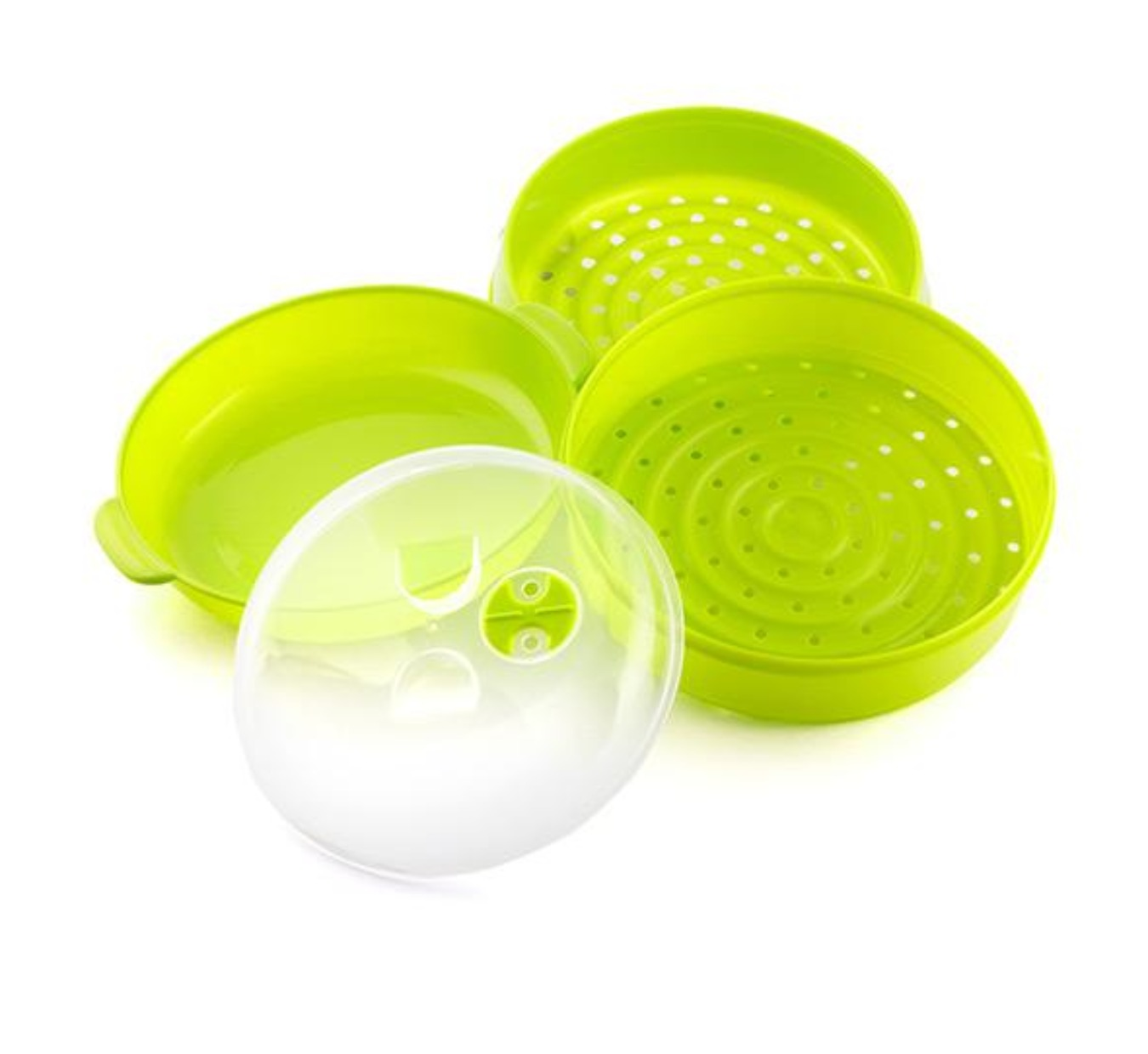 Vaporera microondas - INNOVAGOODS Vaporera para microondas, vaporera cocinar 2 Compartimentos (Ø22 x 12/17 cm)