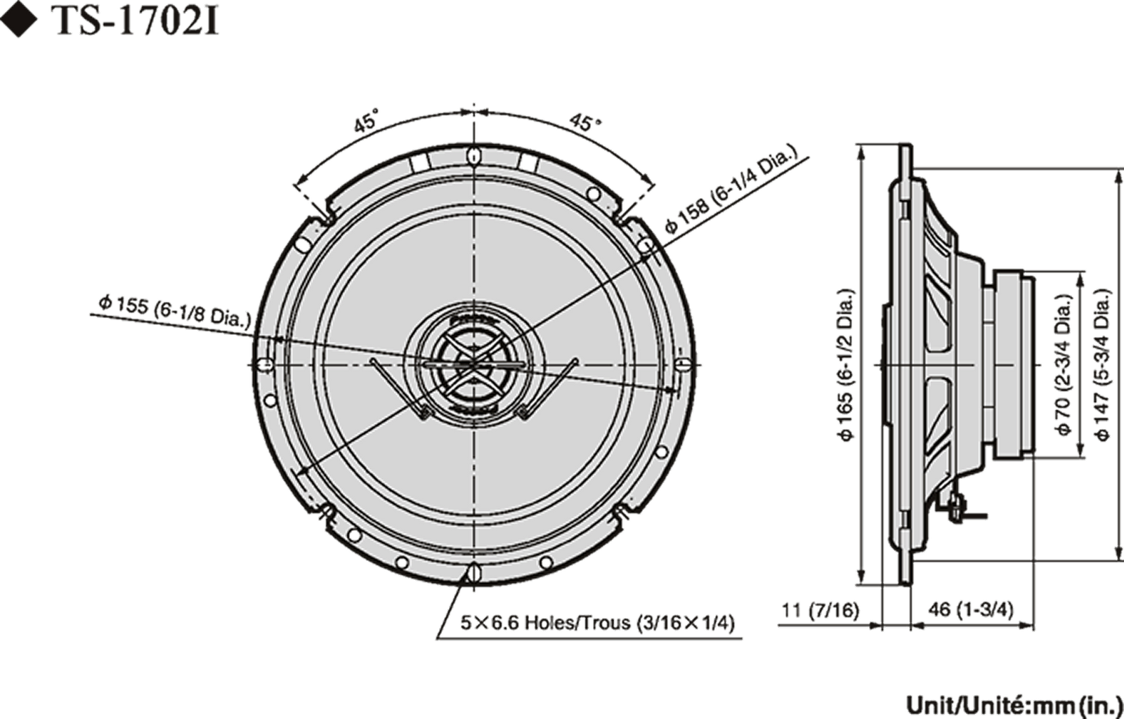 PIONEER TS-1702I | 16cm 2-Wege Lautsprecher Auto Lautsprecher