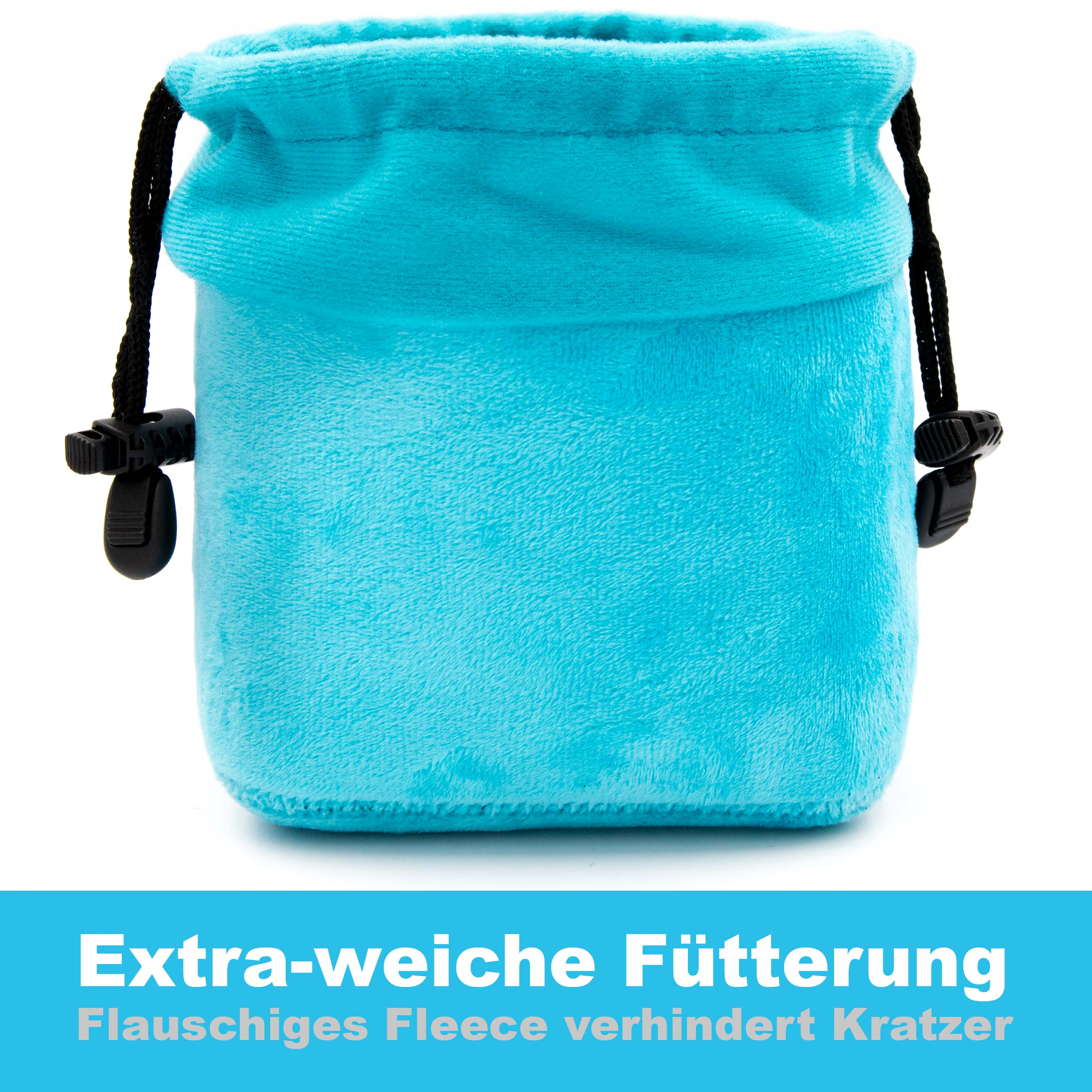 LENS-AID Neopren Kameratasche mit Fleece-Fütterung, Kameraschutz, Schwarz/Blau