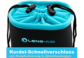 LENS-AID Neopren Kameratasche mit Fleece-Fütterung, Kameraschutz, Schwarz/Blau