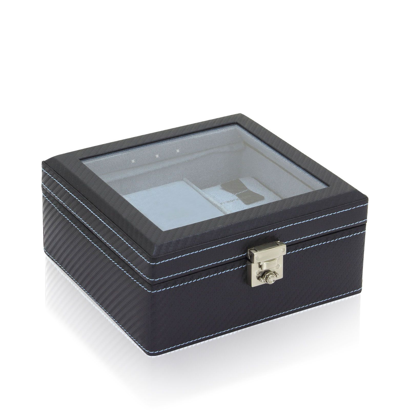 FRIEDRICH - Uhrenkasten Dunkelblau LED Uhrenbox Carbon