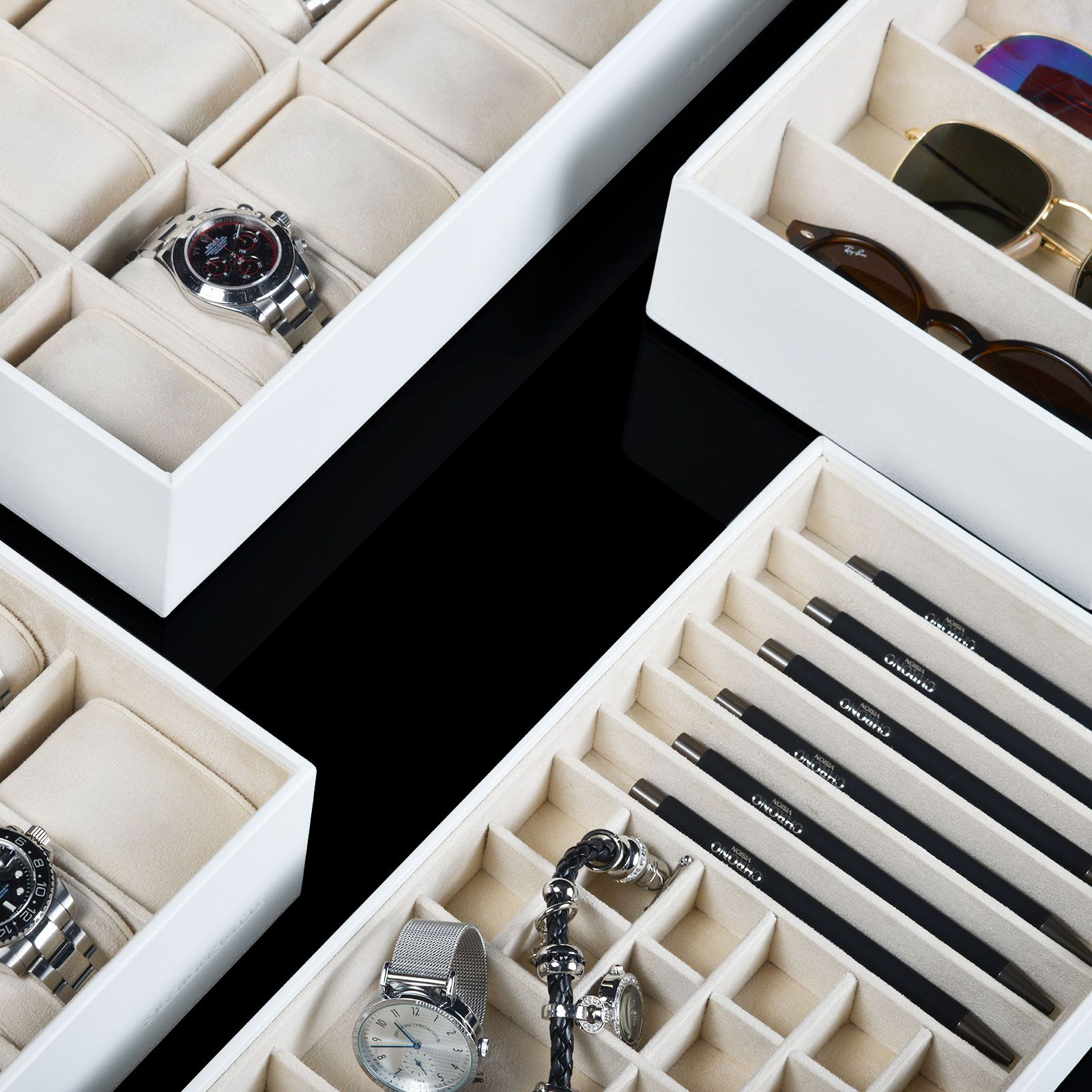 Mirage Stapelbares Uhren XL Unterteil: 12 Schmuckkästchen Uhrenbox - HEISSE&SÖHNE für