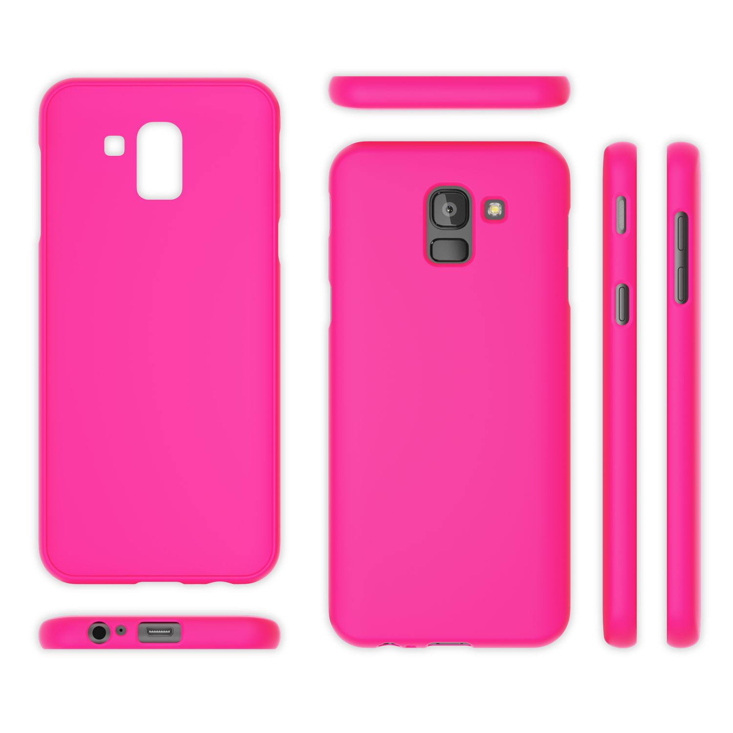 J6, Backcover, NALIA Galaxy Silikon Neon Samsung, Hülle, Pink