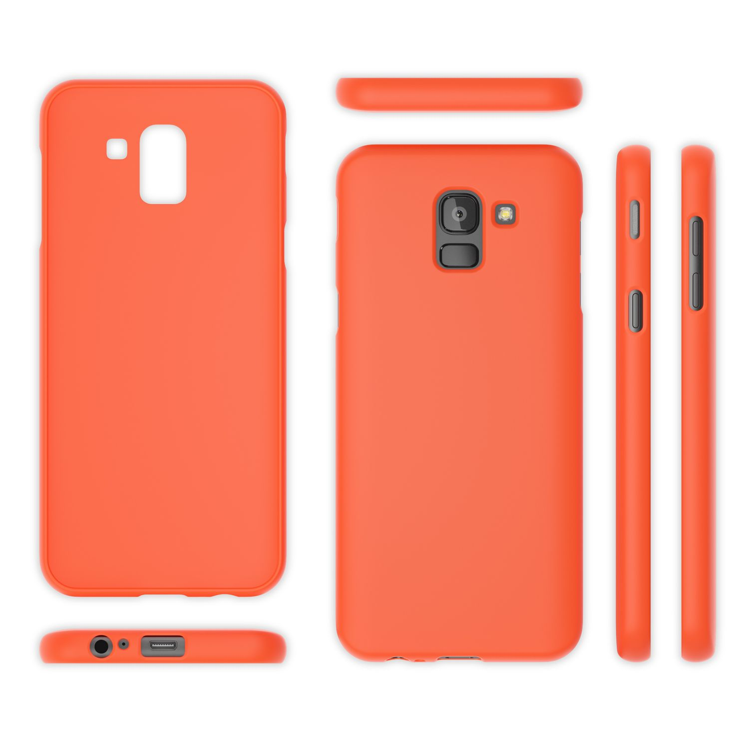Orange Samsung, NALIA Backcover, Neon Silikon Hülle, J6, Galaxy