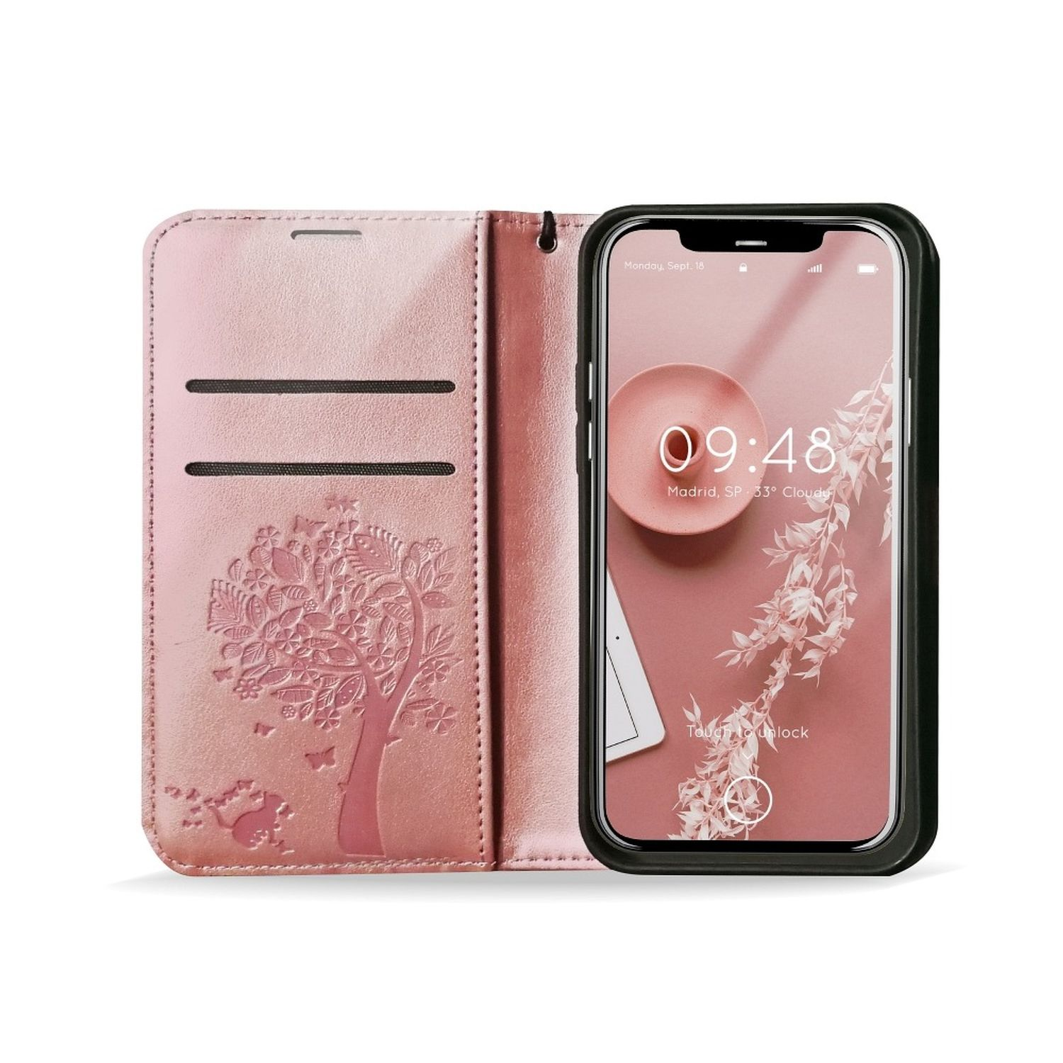 KÖNIG DESIGN Mini, Apple, Bookcover, 12 iPhone Schutzhülle, Rosa