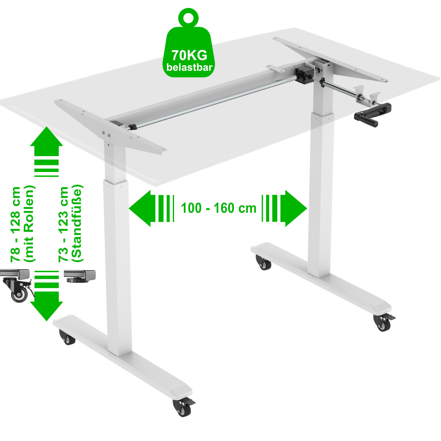 HOKO Handkurbel Höhenverstellbare Tischgestell mit Schreibtisch-Füße