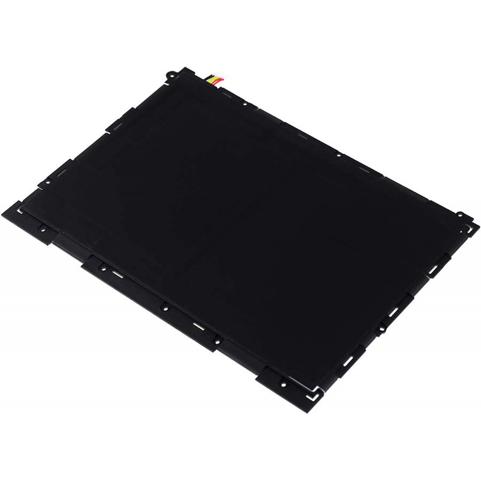 Componente electrónico rectangular negro con conectores. Vista superior, mostrando la superficie con algunos conectores.
