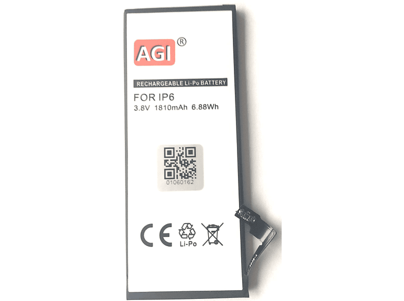 AGI Akku kompatibel mit Apple Li-Pol 1800 6G Handy-/Smartphoneakku, mAh Li-Pol, iPhone 3.8 Volt