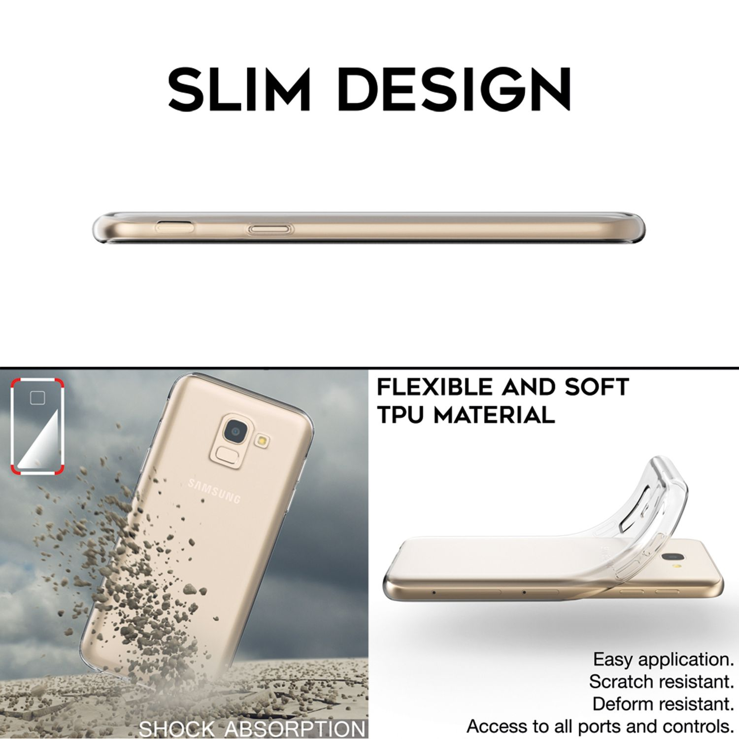 NALIA Motiv Galaxy Samsung, Backcover, J6, Mehrfarbig Silikon Hülle