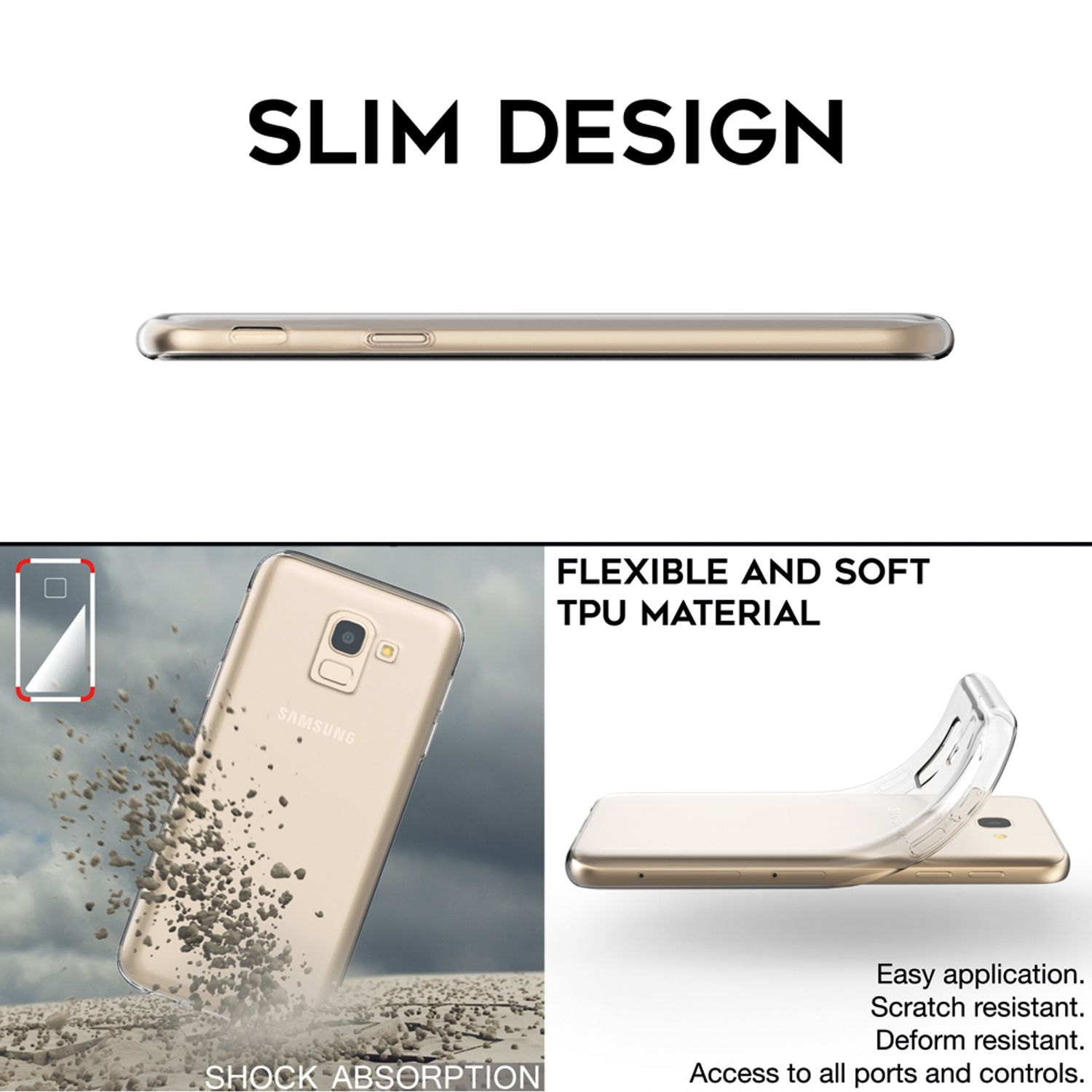 Handyhülle mit schlankem Design. Es hat Stoßabsorption und besteht aus flexiblem TPU-Material.