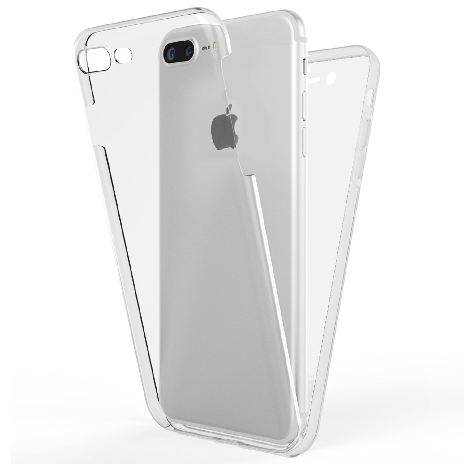 Plus, 360 Backcover, Grad 7 8 iPhone iPhone NALIA Plus Transparent Apple, Klare Hülle,