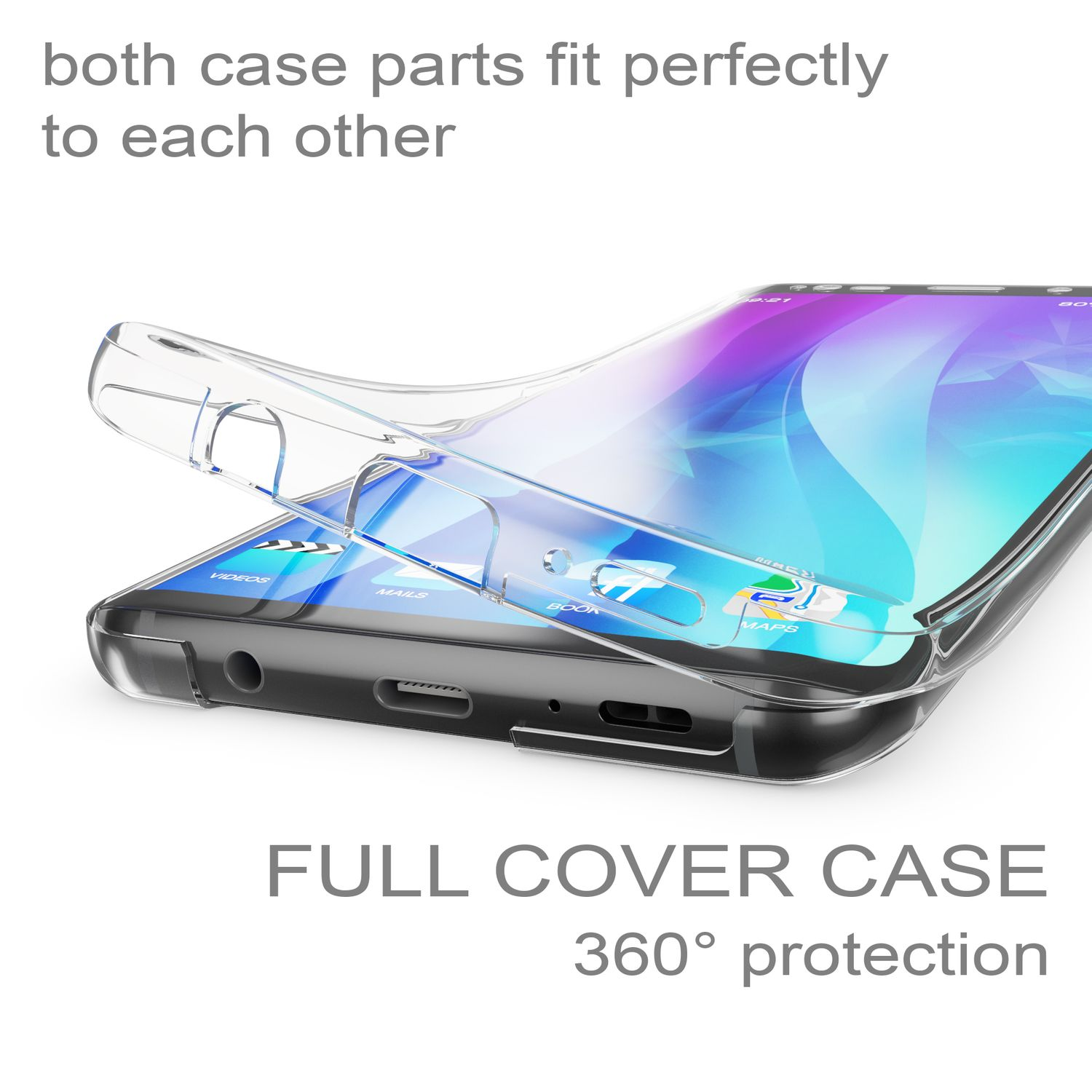 NALIA 360 Grad Glitzer Silikon Backcover, Samsung, S9 Hülle, Plus, Galaxy Transparent