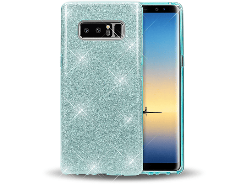 Samsung, Backcover, Glitzer Türkis Galaxy Hülle, NALIA Note 8,