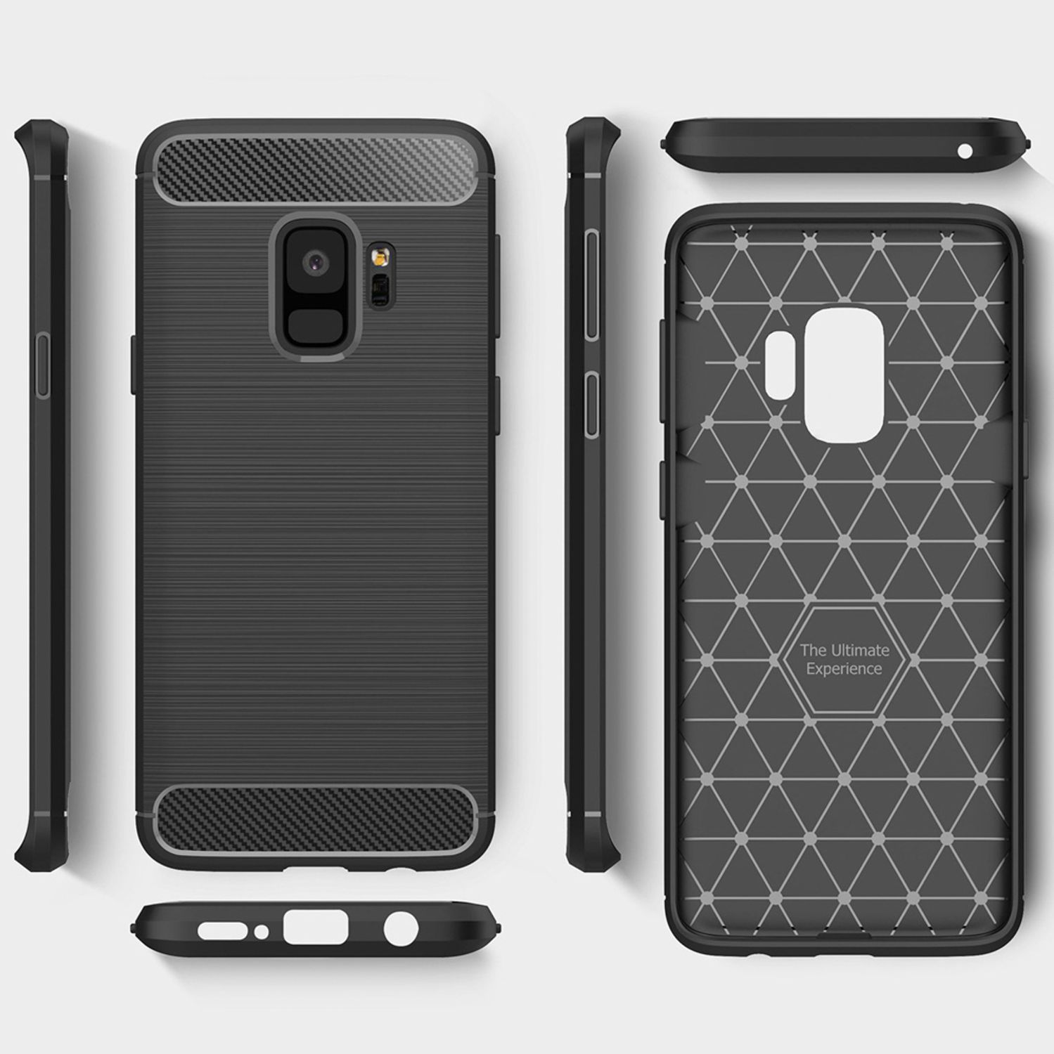 NALIA Carbon-Look S9, Samsung, Silikon Galaxy Backcover, Hülle, Schwarz