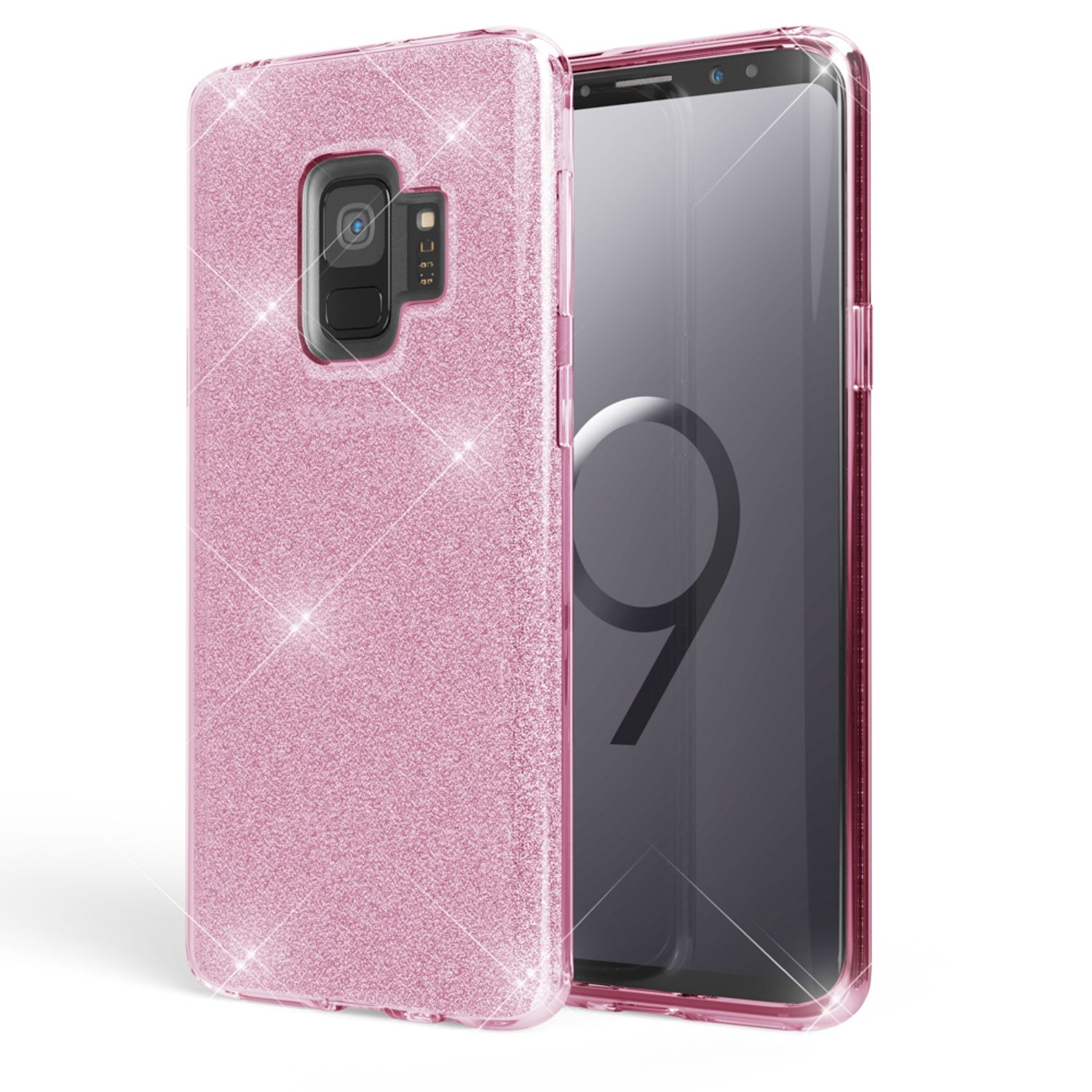 NALIA Backcover, Galaxy Glitzer Hülle, Samsung, Pink S9,