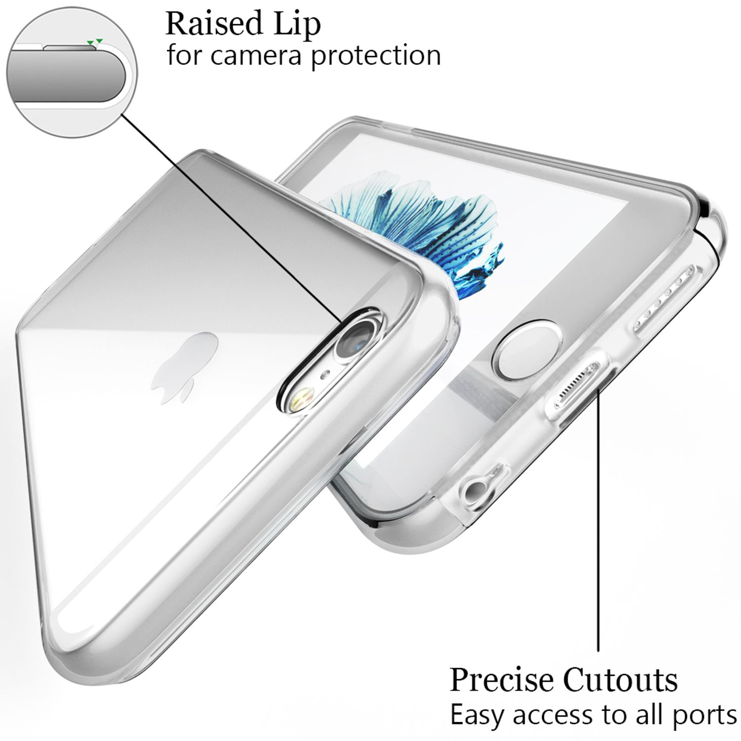 NALIA Klare 360 Grad Hülle, iPhone 6s, Apple, iPhone Transparent Backcover, 6