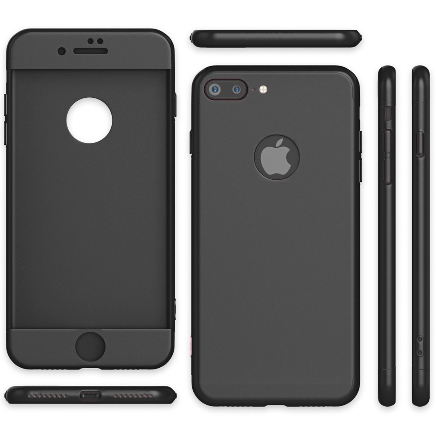 NALIA 360 Grad Hülle, Plus, Apple, Backcover, Schwarz 7 iPhone