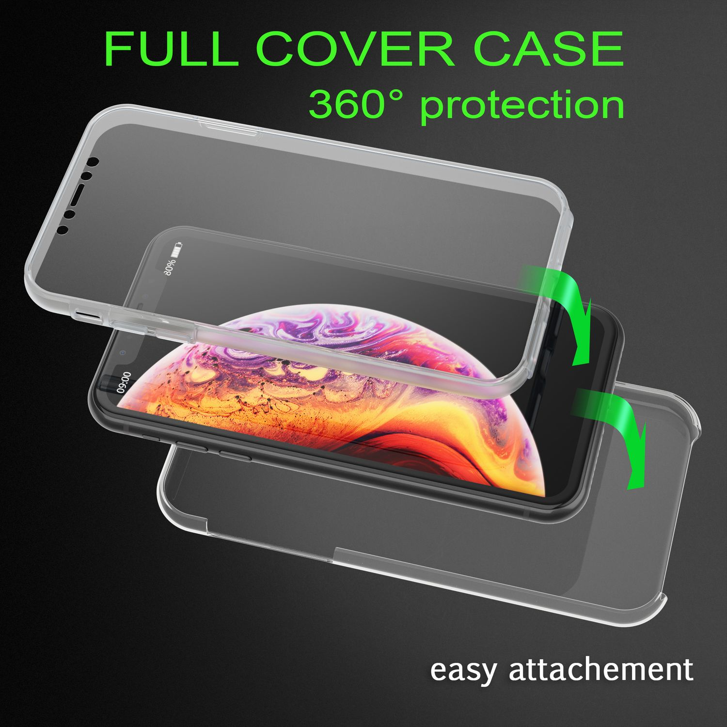 NALIA Klare 360 Grad Backcover, Hülle, Transparent Apple, XR, iPhone