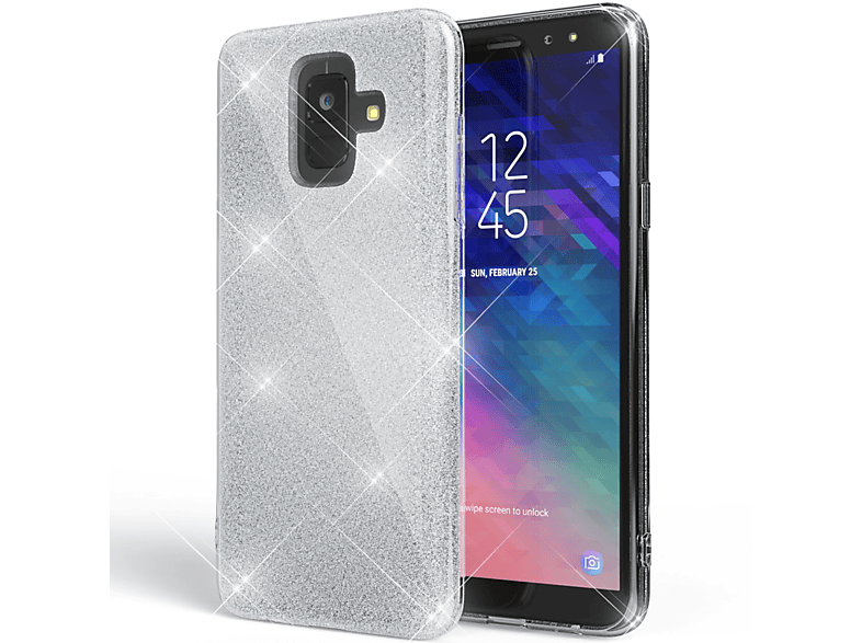 NALIA Glitzer Hülle, Backcover, Samsung, Silber Galaxy A6