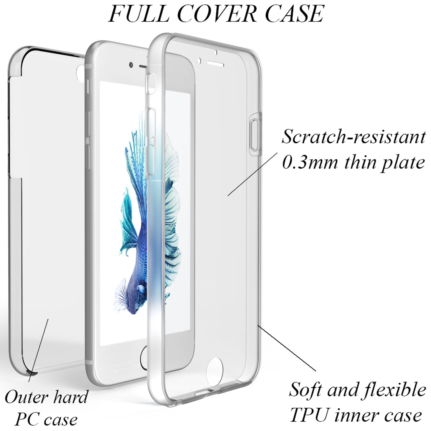 NALIA Klare 360 Grad Apple, 6 iPhone Plus, iPhone Transparent 6s Plus Backcover, Hülle