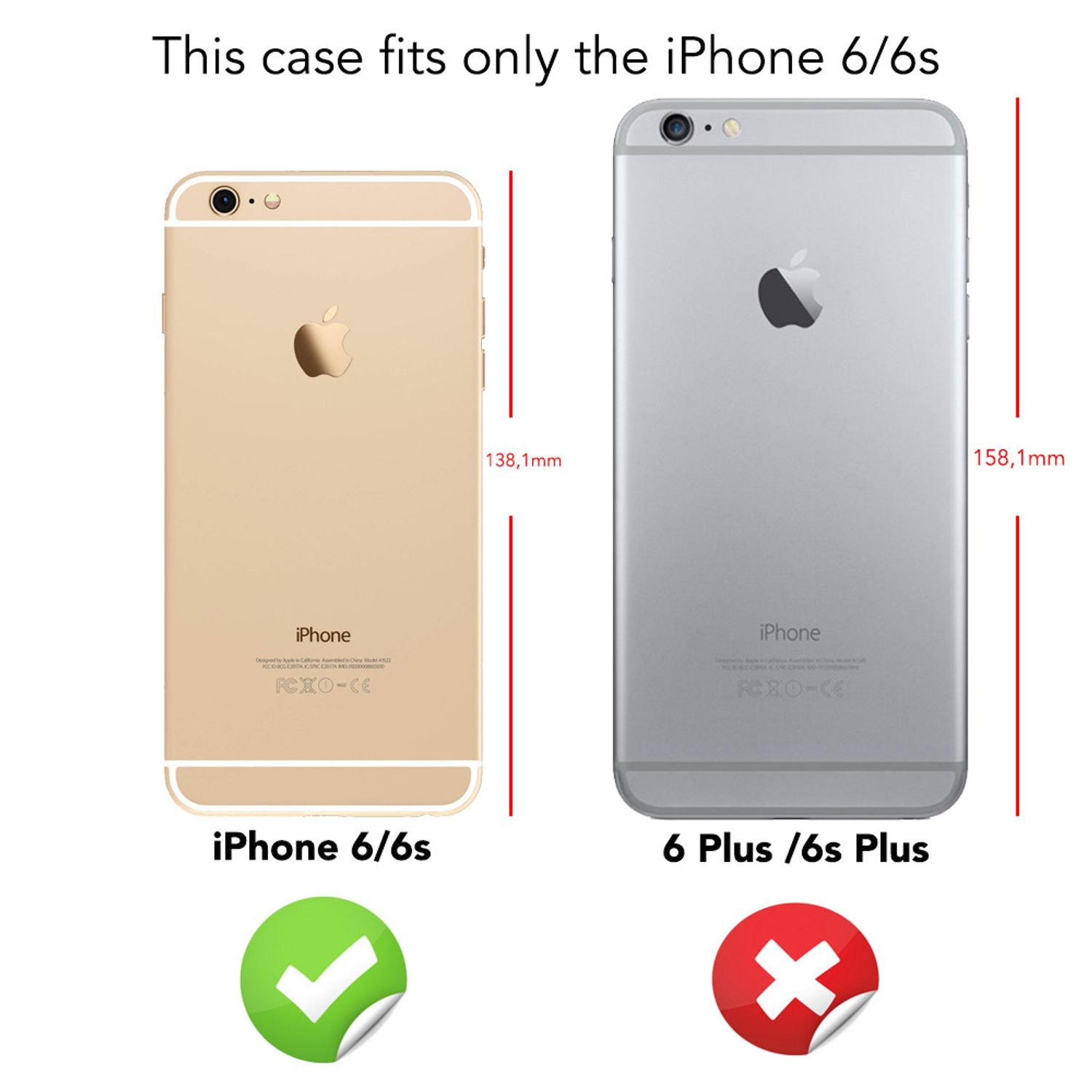 Zwei Telefone. Ein goldenes iPhone 6/6s, ein silbernes iPhone 6 Plus/6s Plus. Größenvergleich.
