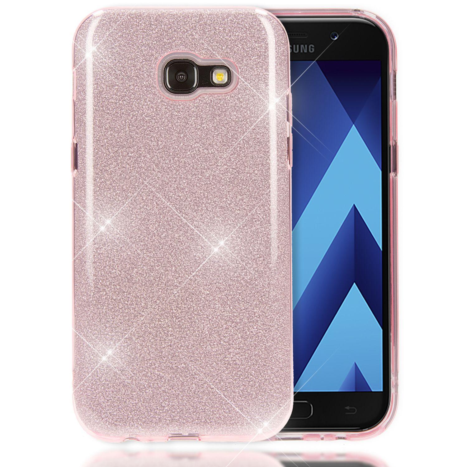 A5 Galaxy NALIA Pink Samsung, Backcover, Hülle, Glitzer (2017),