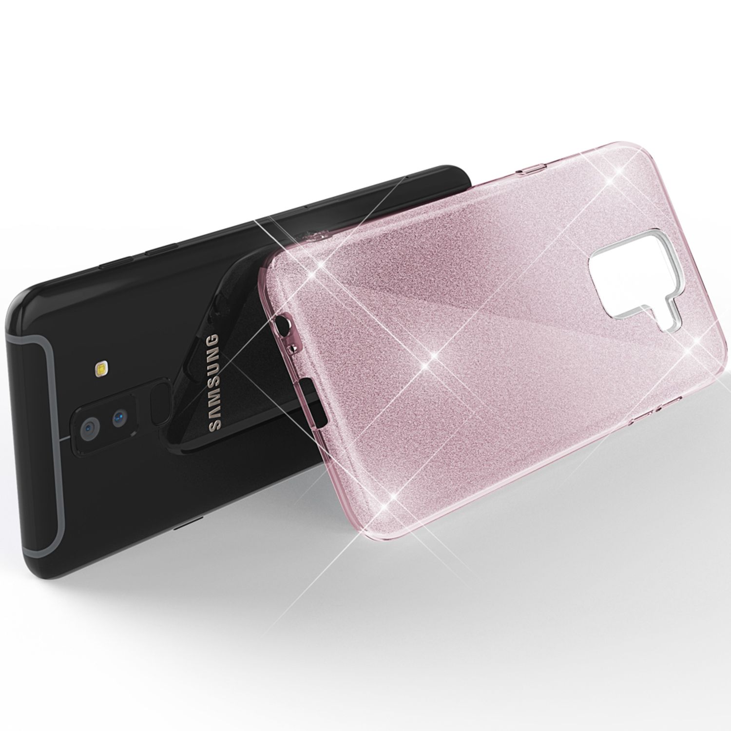 NALIA Glitzer Backcover, Hülle, Plus, Pink Galaxy A6 Samsung