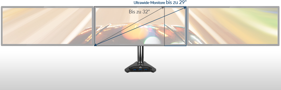 Monitorarm, Z3 ARCTIC Dreifach-Monitorarm Schwarz (Gen 3) Pro