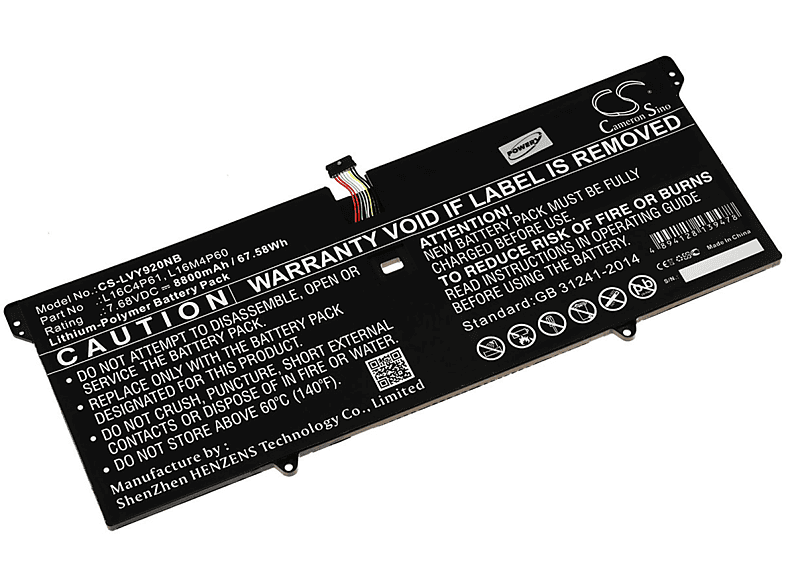 POWERY Akku für Lenovo Yoga 920-13IKB Li-Polymer Akku, 7.68 Volt, 9110mAh