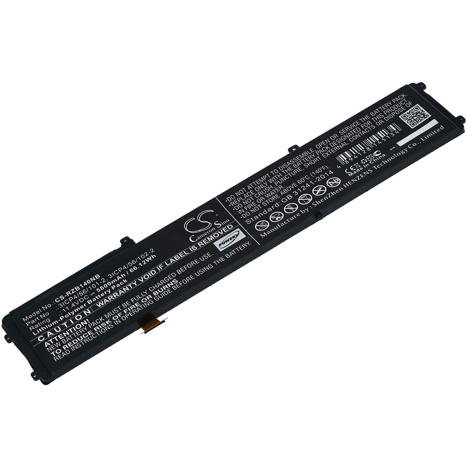 Li-Polymer 5800mAh Razer 11.4 Volt, POWERY Blade für Akku, UHD Akku 2017