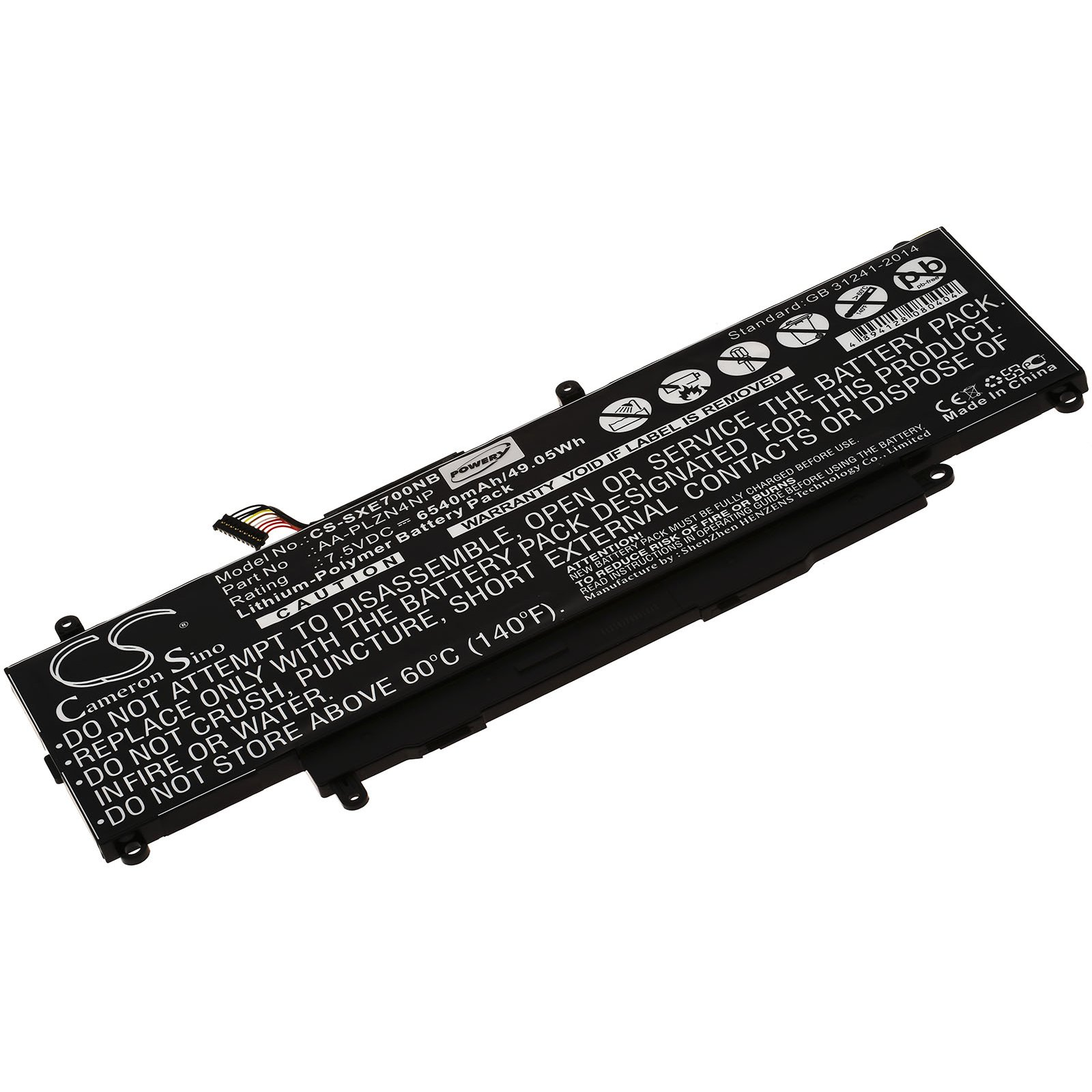 POWERY Akku für Samsung XE700T1C Volt, 6540mAh 7.5 Li-Polymer Akku