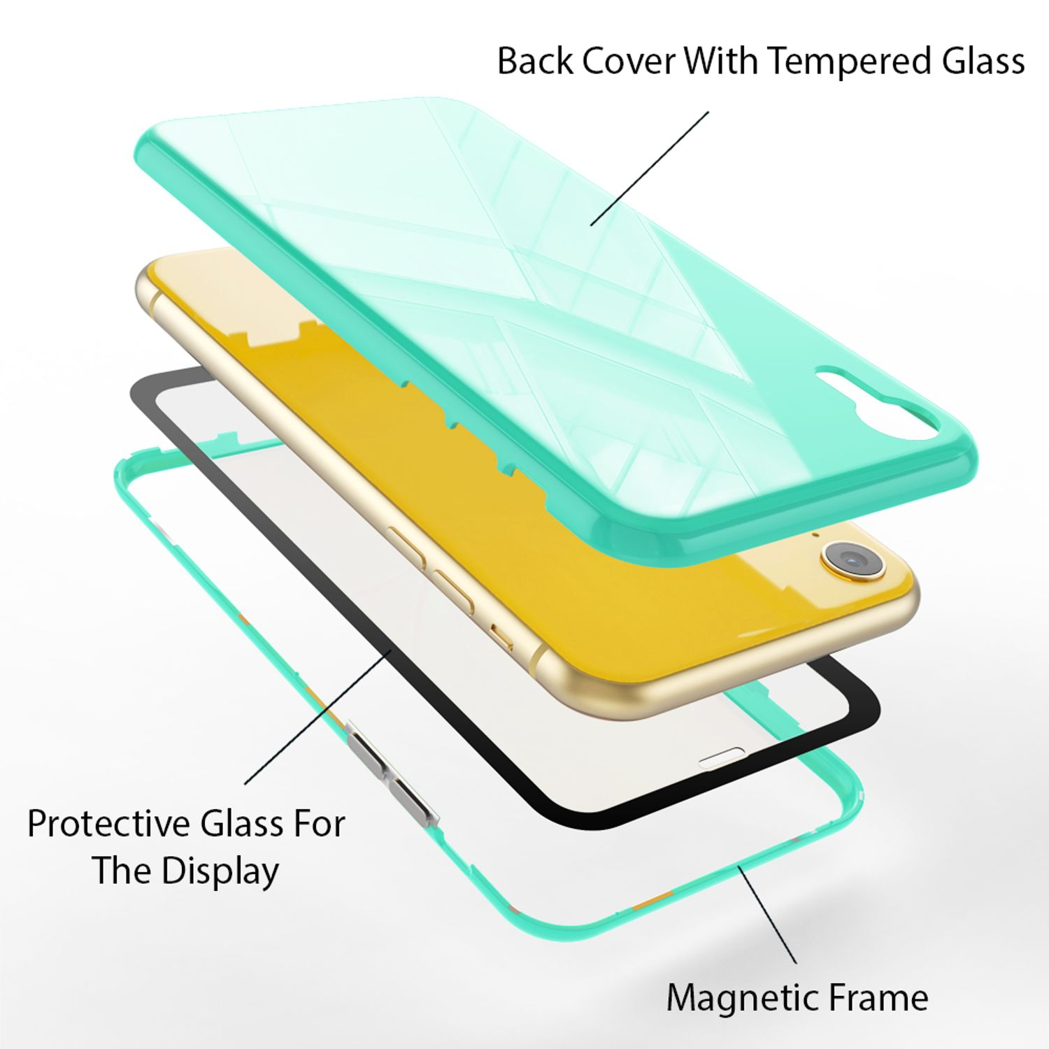 NALIA 360 Grad Hartglas Hülle, iPhone Weiß XR, Apple, Backcover