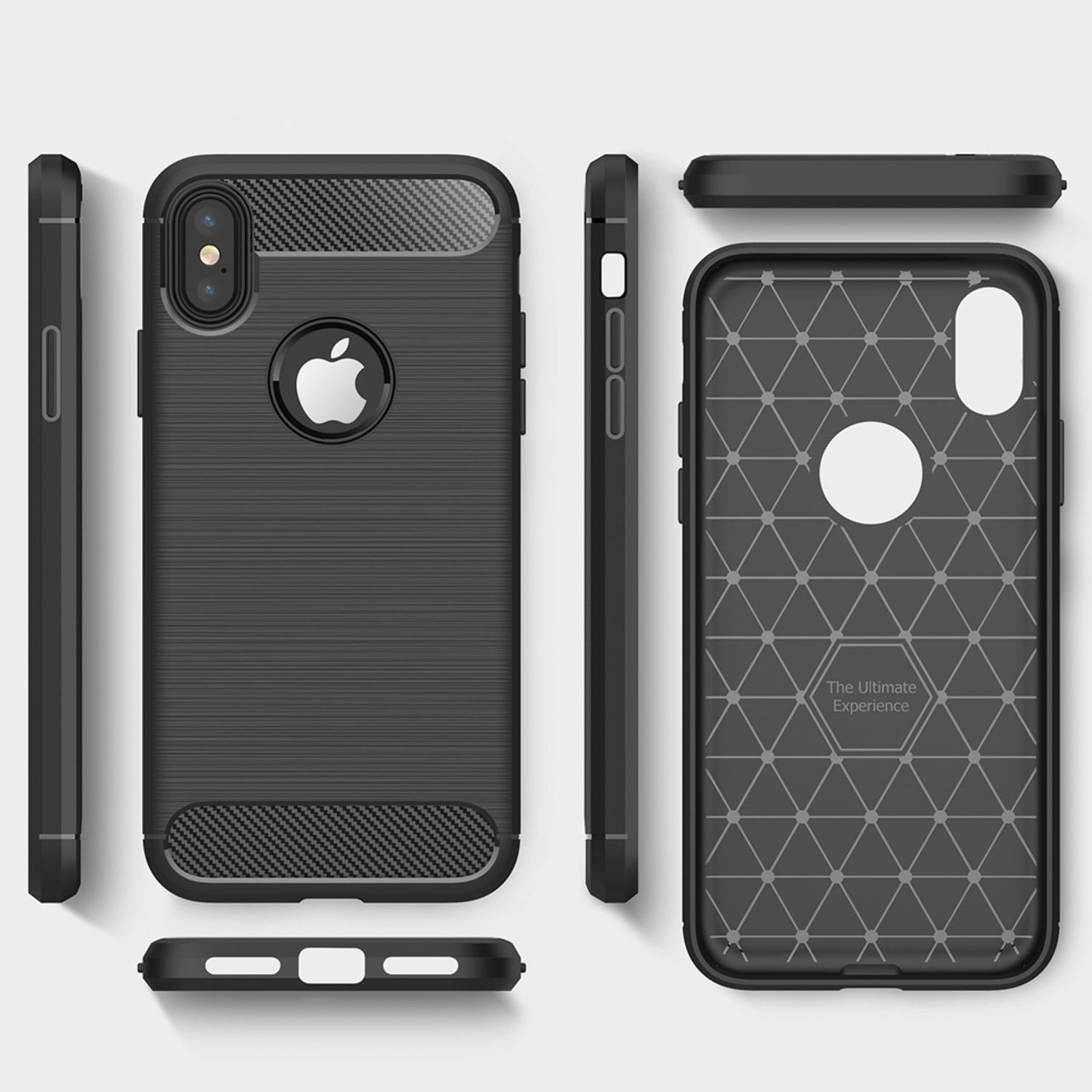 Backcover, Max, XS Schwarz iPhone NALIA Silikon Carbon-Look Apple, Hülle,