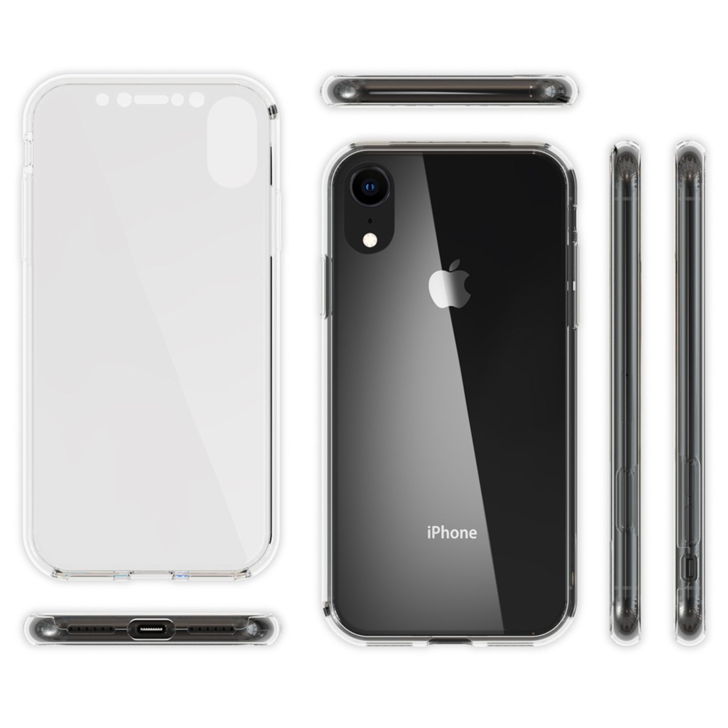 NALIA Klare Hülle, 360 iPhone Silikon Backcover, Apple, Grad XR, Transparent