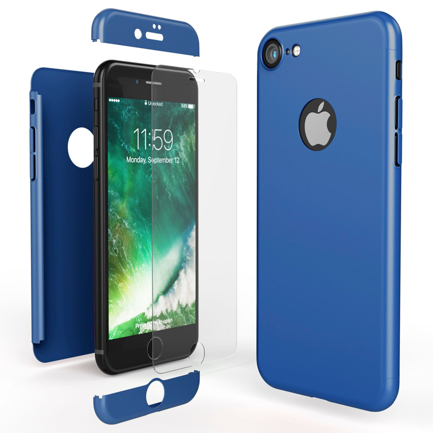 iPhone NALIA Apple, Grad Blau 360 Hülle, Backcover, 7,