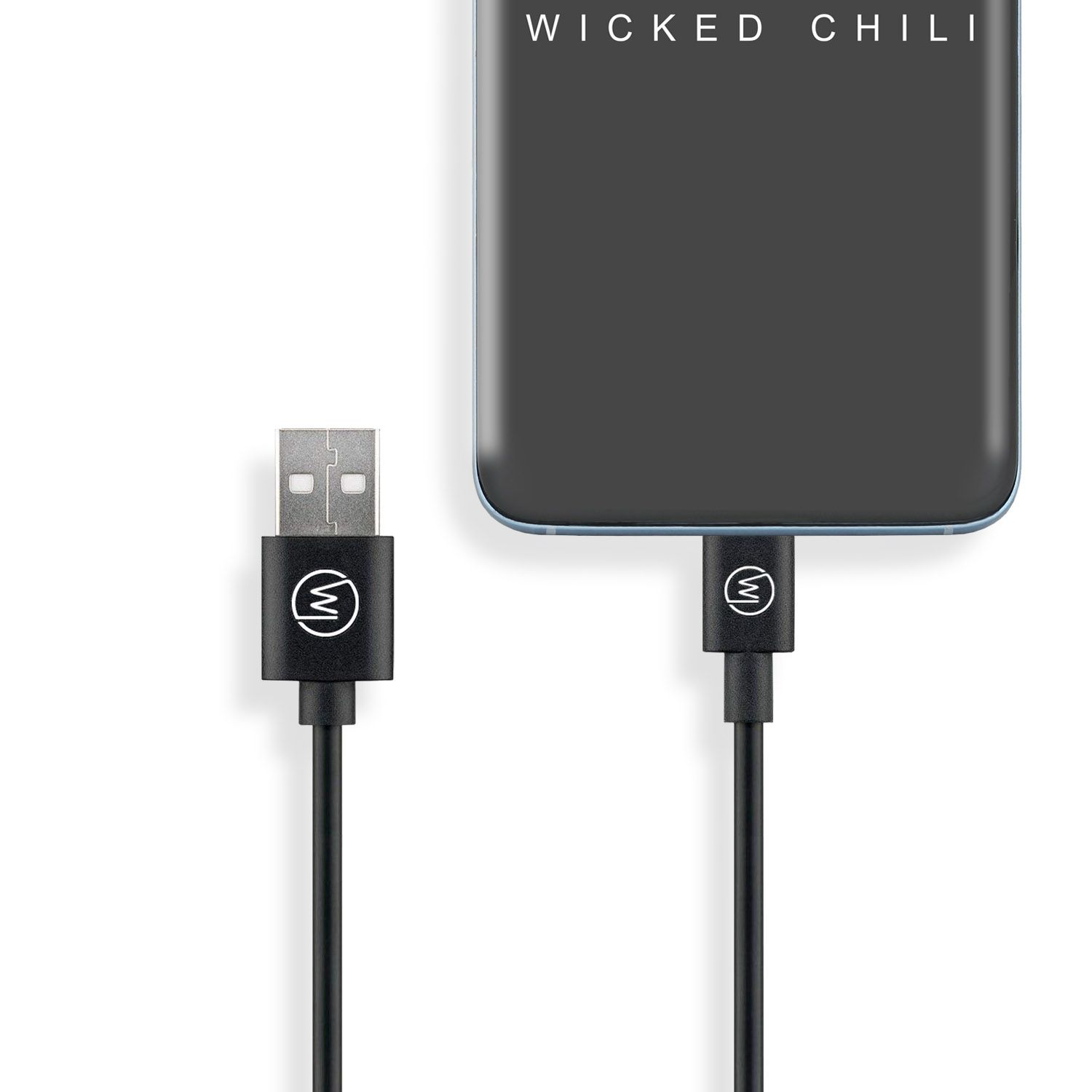 WICKED CHILI Wicked Chili 1x Ladekabel und Fast m, Ladekabel, Charge Kabel 1 USB-A 3A Schnell-Ladekabel, Datenkabel Schwarz auf USB-C
