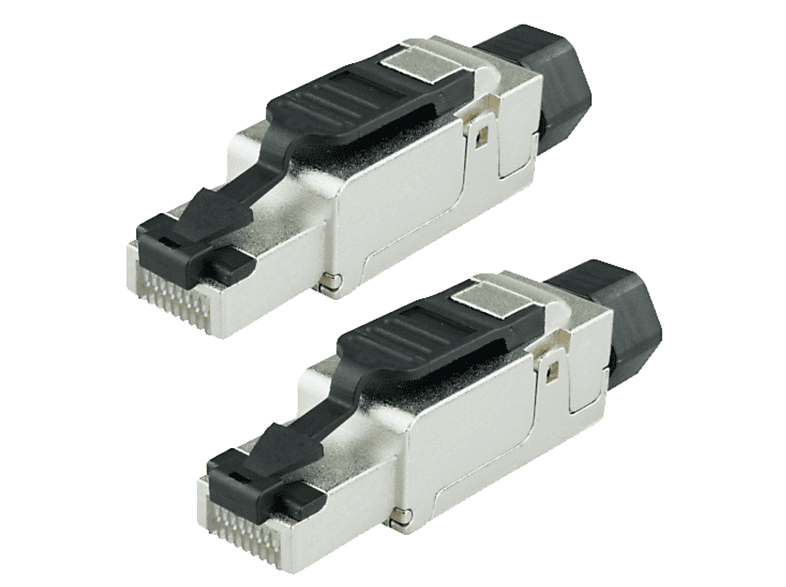 AIXONTEC 2 x Netzwerkstecker für RJ45 7 Silber Stecker, Cat Verlegekabel, geschirmt