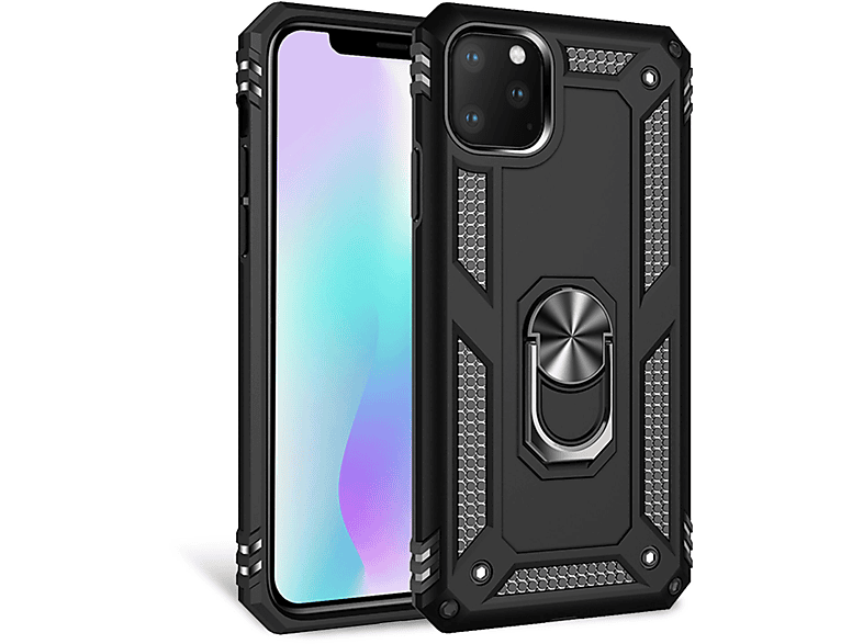 iPhone 11 Backcover, Military-Style Ring Pro Apple, Max, NALIA Schwarz Hülle, Stoßfeste