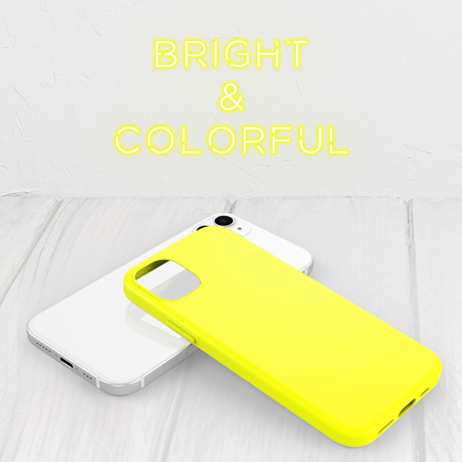Backcover, NALIA Mini, Neon Apple, Gelb Silikon 12 iPhone Hülle,