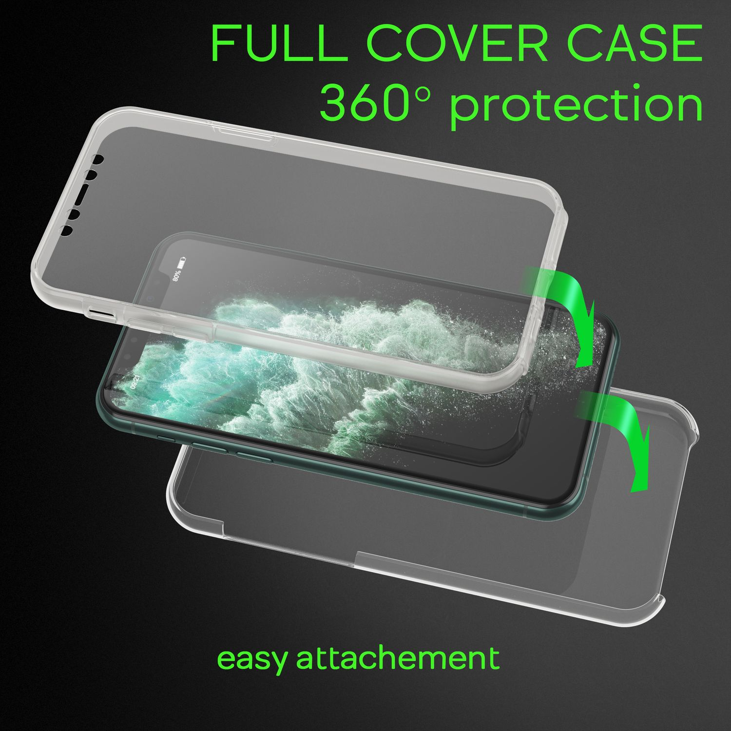 Max, 11 Pro Transparent Grad Backcover, Apple, iPhone Klare Hülle, NALIA 360