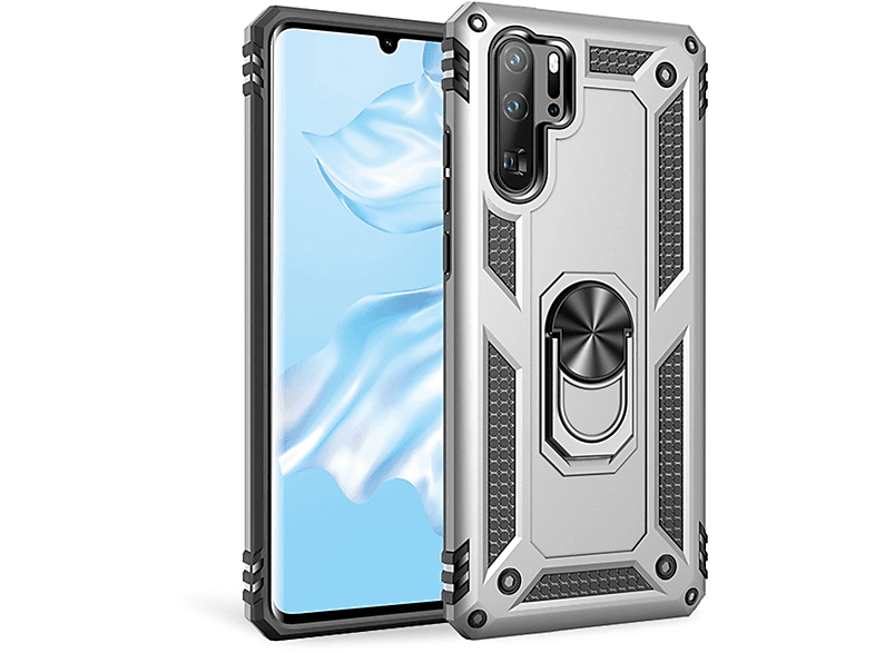Hülle, Stoßfeste Military-Style Huawei, Pro, P30 Silber NALIA Backcover, Ring